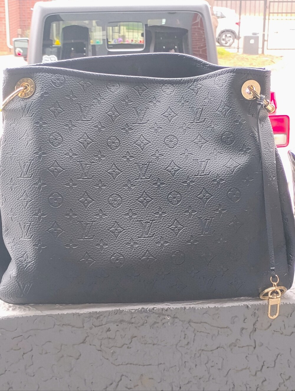 Handbag  Embossed Shoulder Bag with Gold Hardware